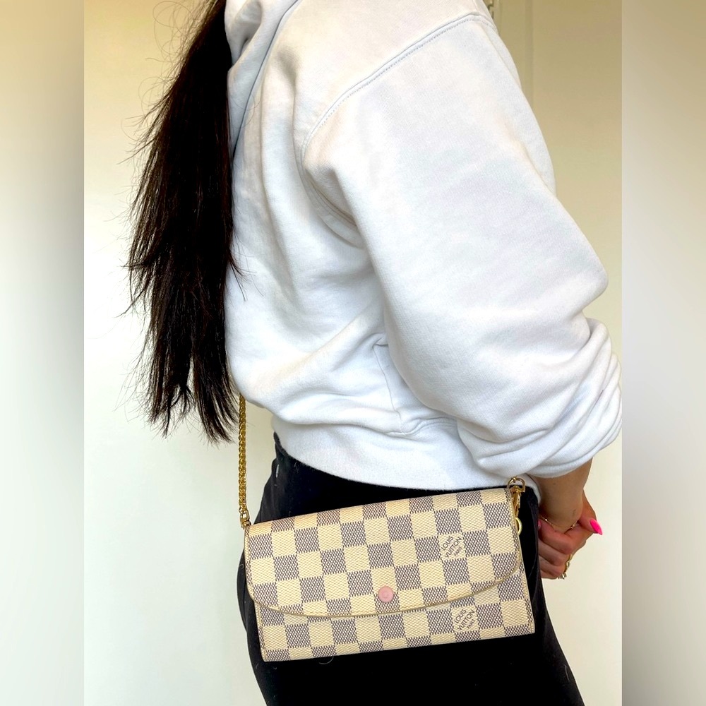 Authentic Louis Vuitton Damier Azur Emily wallet with crossbody strap and box!